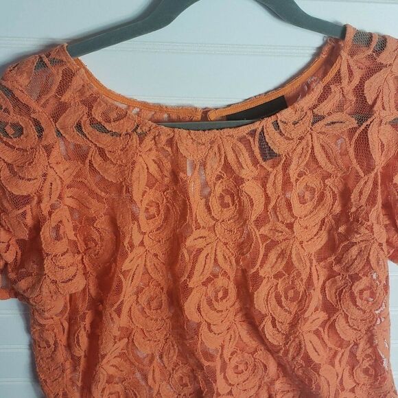 INC Orange Lace Blouse  - Picture 3 of 4